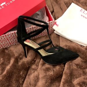 Elaine Turner Black Suede Heels Brand New “Laire” with box and shoe bag!